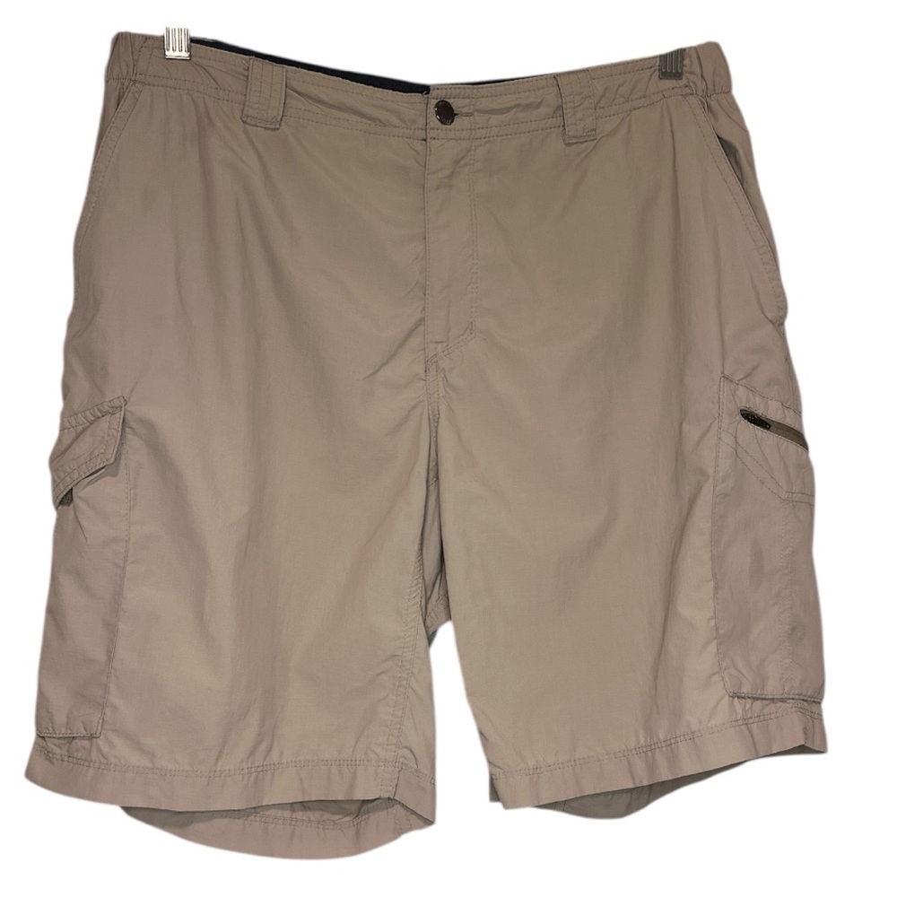 Columbia PFG Cargo Hiking Shorts – Quick-Dry Nylon, Omni-Shade Khaki, Size 34